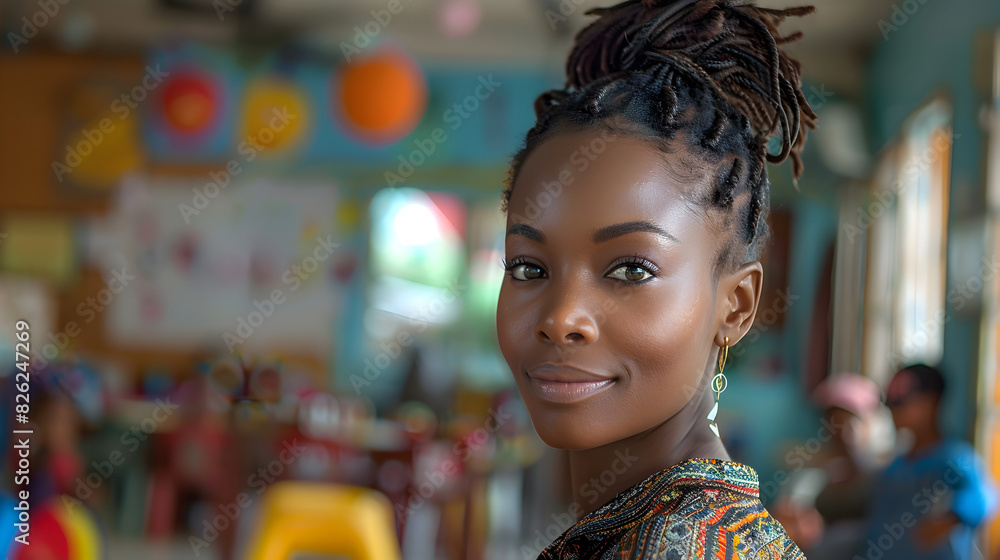 portrait of black woman teaching at classroom portrait of black woman teaching at classroom