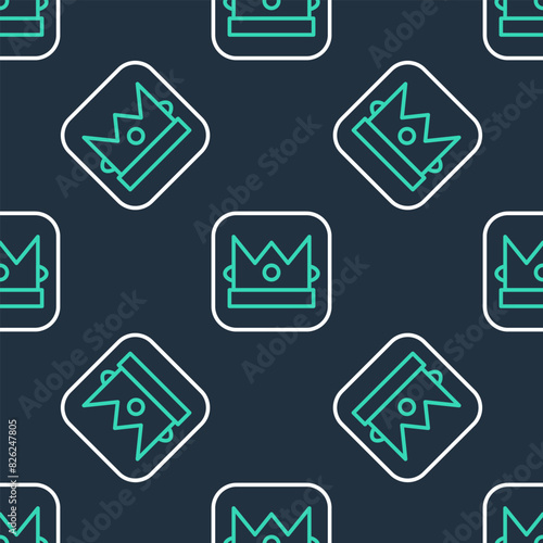 Line King playing card icon isolated seamless pattern on black background. Casino gambling. Vector © vector_v