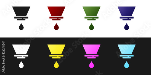 Set V60 coffee maker icon isolated on black and white background. Vector