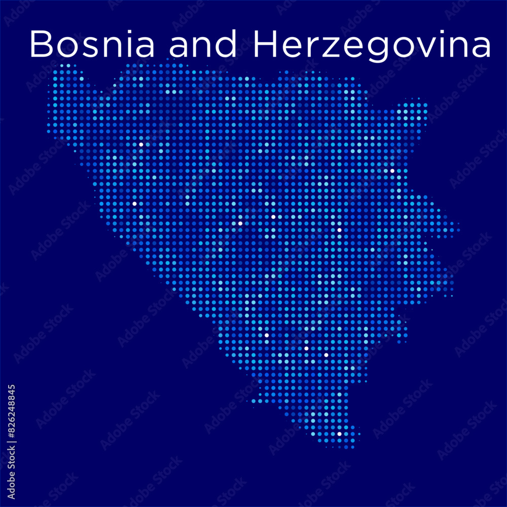 bosnia and herzegovania map with blue bg