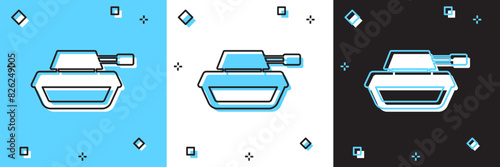Set Military tank icon isolated on blue and white, black background. Vector