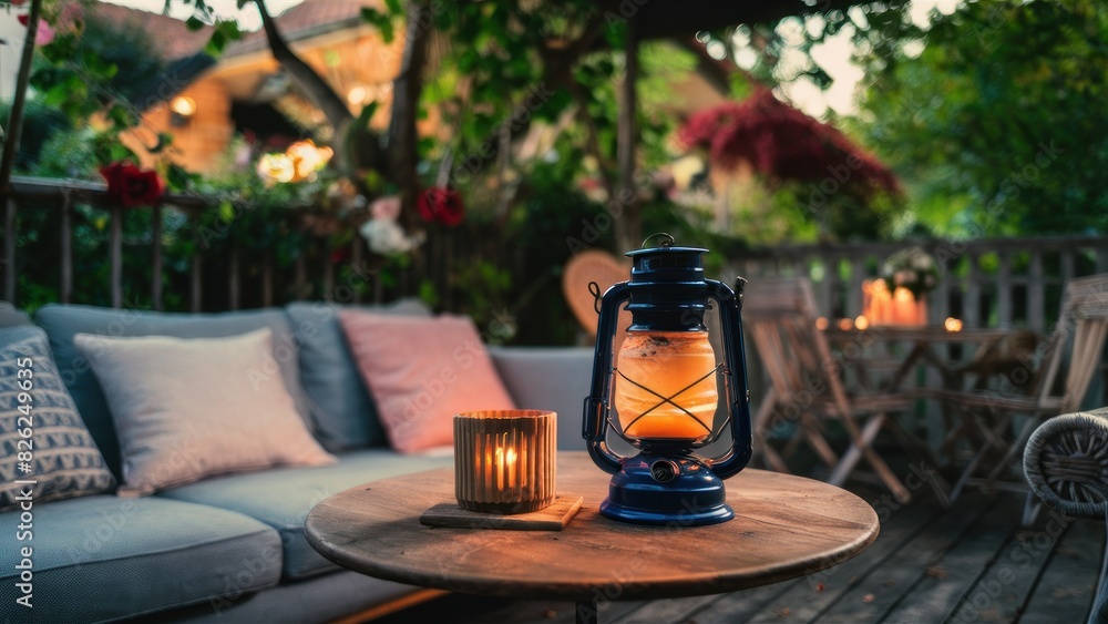 cozy cafe terrace outside ,blurred lantern candle light, soft sofa flowers and trees in garden ,cozy house atmosfear on evening cozy cafe terrace outside ,blurred lantern candle light, soft sofa flowers and trees in garden ,cozy house atmosfear on evening