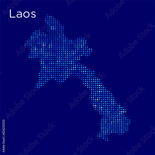 laos map with blue bg photo