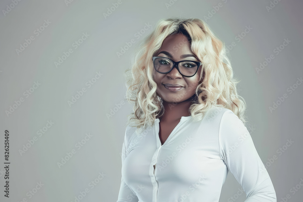 Portrait of Mature Diverse Woman with Blonde Hair and Glasses Portrait of Mature Diverse Woman with Blonde Hair and Glasses