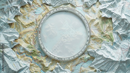 Wallpaper Mural Topographic map mockup with crumpled paper and round frame, air and bright perspective Torontodigital.ca