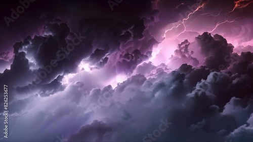 Depiction of menacing storm clouds and lightning symbolizing intimidation methods in cults. Concept Cult Intimidation, Storm Imagery, Manipulation Tactics photo