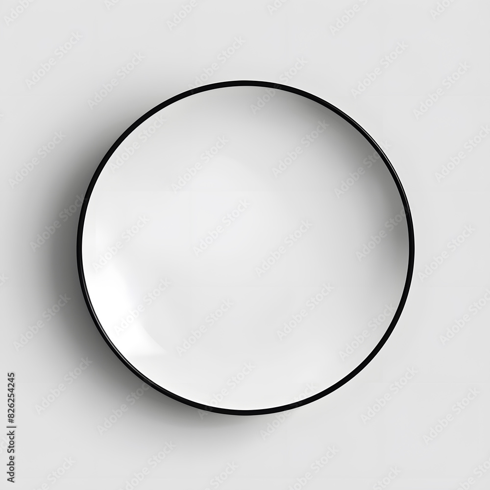 Black and white Dinner plate top view, minimalist geometric design, isolated on white background Black and white Dinner plate top view, minimalist geometric design, isolated on white background