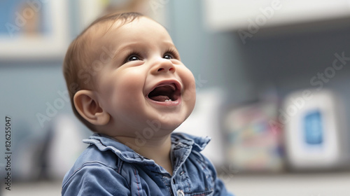 Happy Baby Boy Smiling in Clinic Room