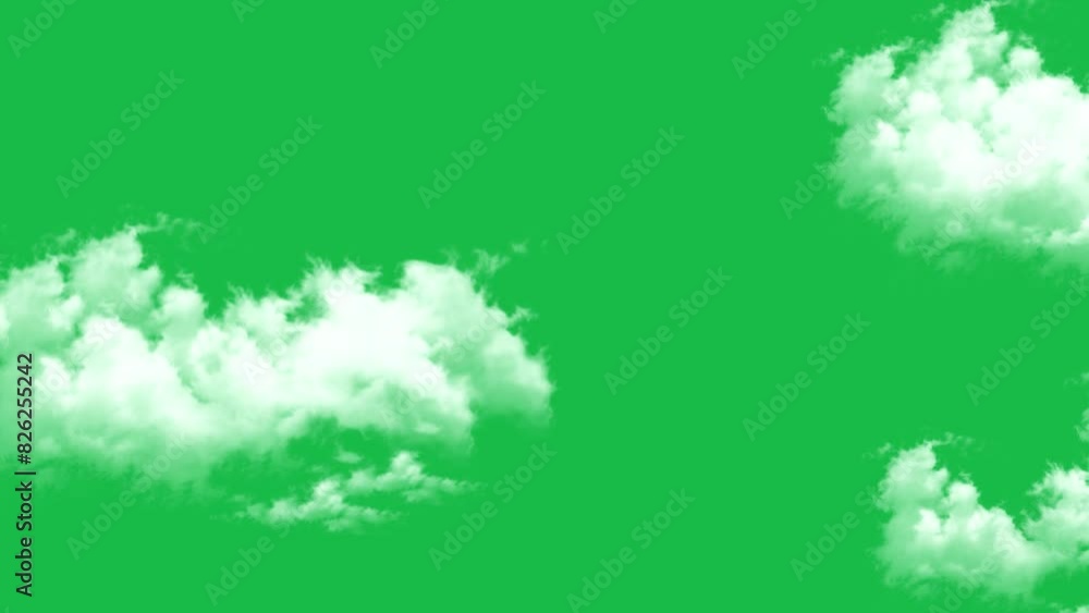 Moving clouds motion graphic effects on green screen background. 