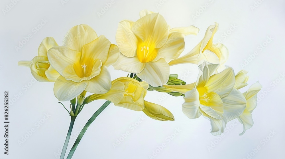 Radiant Yellow Daffodils Blooming Against a Soft White Backdrop Radiant Yellow Daffodils Blooming Against a Soft White Backdrop