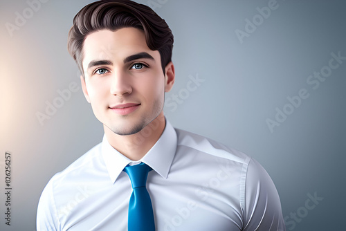 Young caucasian business man against a white background isolated excited pointing with forefingers away.