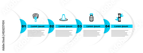 Set line Bamboo, Korean lantern, hat and hand fan icon. Vector