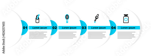 Set line Tube of hand cream, Pipette with oil, Nail file and manicure icon. Vector photo