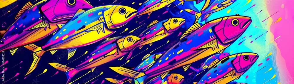 Illustrate the intricate dance of metallic schools of fish in a photorealistic underwater scene Illustrate the intricate dance of metallic schools of fish in a photorealistic underwater scene