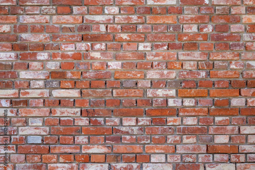 Obraz premium Old red brick wall, mur ściana z czerwonej cegły 