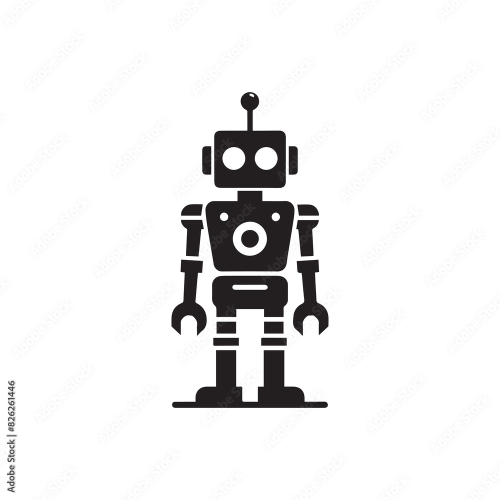Robot logo vector logo design, illustration, silhouette Robot logo vector logo design, illustration, silhouette