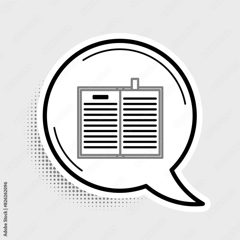Fotografie Line Open science book icon isolated on grey background