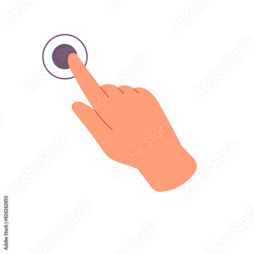Double taps on sensor screen with index finger. Hand gesture tutor for digital interface control, touchscreen devices: touch, press, push, click. Flat isolated vector illustration on white background