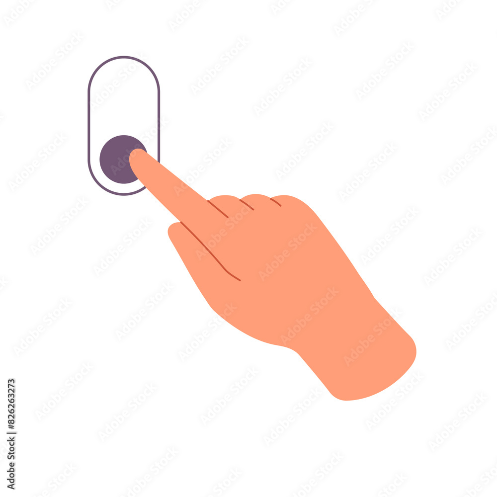 Flick up or down hand gesture for touchscreen interface control. Person ...