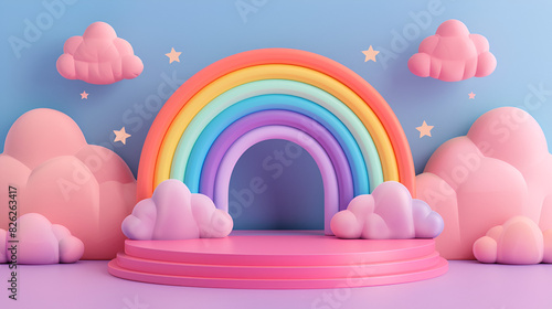 Podium for display product. Colorful Rainbow © PatternHousePk