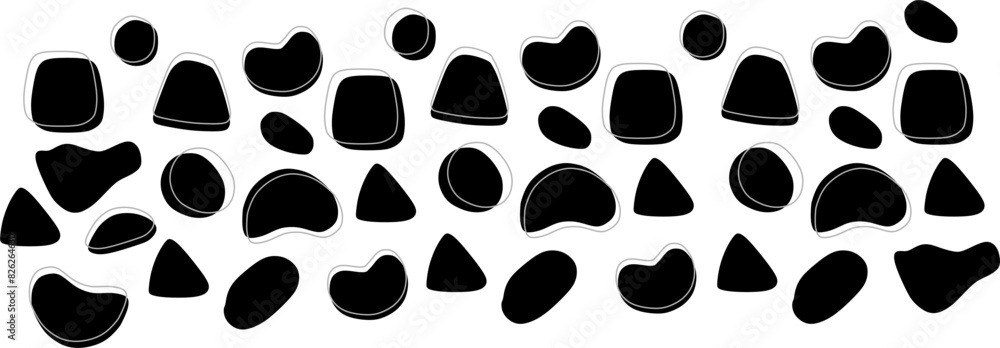 Blob shapes vector set. Organic abstract splodge elemets monochrome collection. Inkblot simple silhouette. Black and white minimal forms isolated on Blob shapes vector set. Organic abstract splodge elemets monochrome collection. Inkblot simple silhouette. Black and white minimal forms isolated on