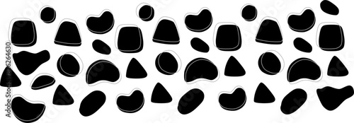 Blob shapes vector set. Organic abstract splodge elemets monochrome collection. Inkblot simple silhouette. Black and white minimal forms isolated on