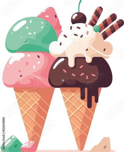 cyte cartoon minimalistic icon of bright fruit ice cream photo