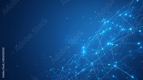 Abstract blue digital network connections in a futuristic concept, representing technology, communication, and data transfer.