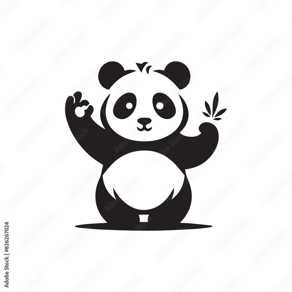 Naklejka premium Panda logo vector logo design, illustration, silhouette