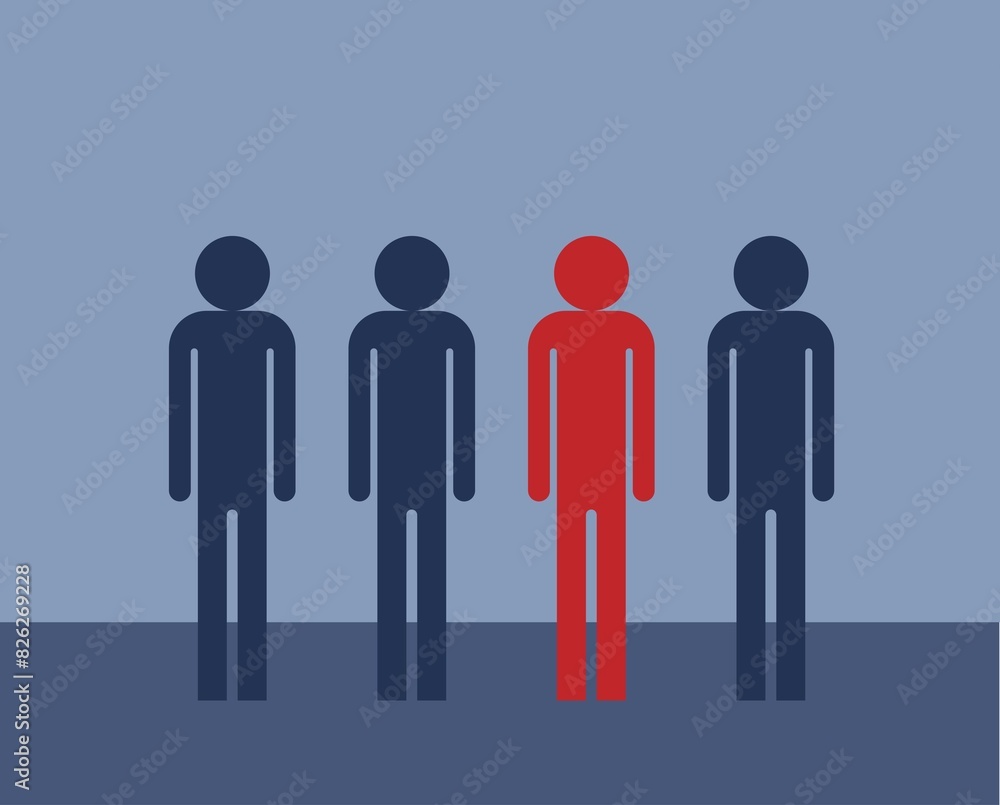 Abstract Human Figures Red Diversity Concept. Personality traits and psychology Abstract Human Figures Red Diversity Concept. Personality traits and psychology