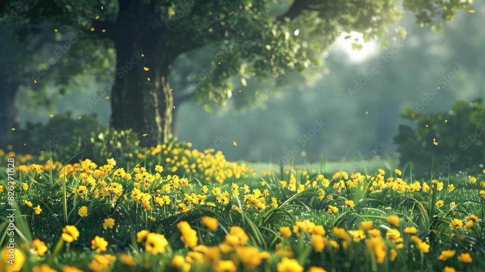 Obraz premium Fluffy yellow blossoms in a meadow
