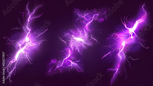 Purple lightning bolt strike set photo