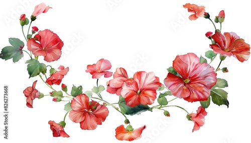 Create a watercolor painting of red hibiscus flowers in a loose painterly style