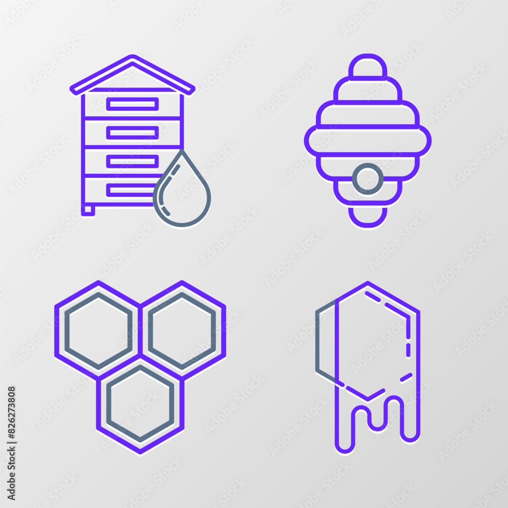 Set line Honeycomb, Hive for bees and icon. Vector Set line Honeycomb, Hive for bees and icon. Vector