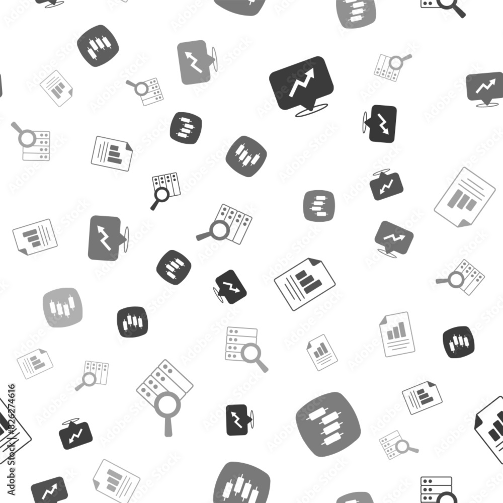 Set Financial growth, Browser with stocks market, Document graph chart and Server on seamless pattern. Vector Set Financial growth, Browser with stocks market, Document graph chart and Server on seamless pattern. Vector