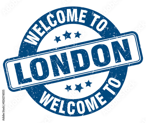 Welcome to London stamp. London round sign