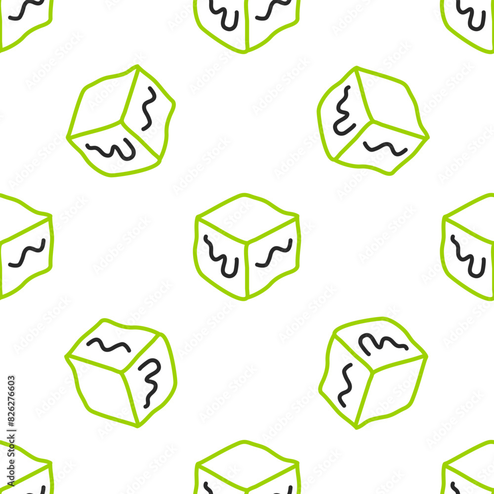 Line Isometric cube icon isolated seamless pattern on white background. Geometric cubes solid icon. 3D square sign. Box symbol. Vector Line Isometric cube icon isolated seamless pattern on white background. Geometric cubes solid icon. 3D square sign. Box symbol. Vector
