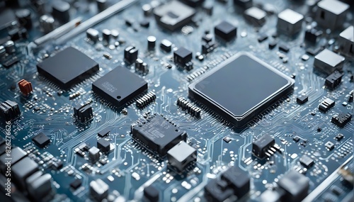 Wallpaper Mural High-tech Electronic Components on a Circuit Board: Exploring the Advanced World of Microchip Technology Torontodigital.ca