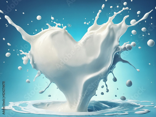 heart shape made of milk splashing, I lvoe milk concept photo