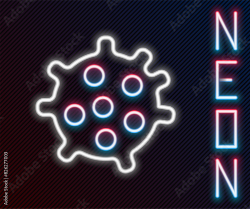 Glowing neon line Bacteria icon isolated on black background. Bacteria and germs, microorganism disease causing, cell cancer, microbe, virus, fungi. Colorful outline concept. Vector