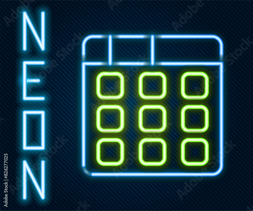 Glowing neon line Drum machine music producer equipment icon isolated on black background. Colorful outline concept. Vector