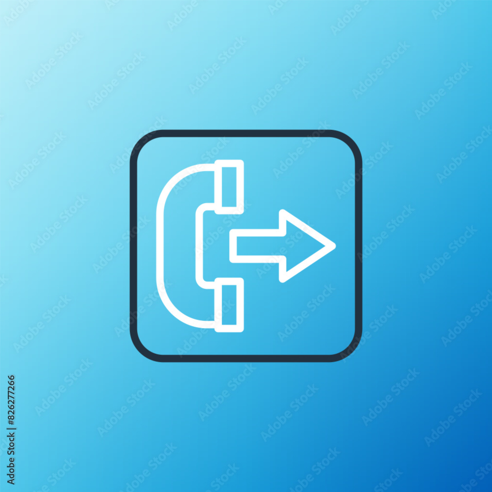 Line Outgoing call phone icon isolated on blue background. Phone sign. Telephone handset. Colorful outline concept. Vector Line Outgoing call phone icon isolated on blue background. Phone sign. Telephone handset. Colorful outline concept. Vector
