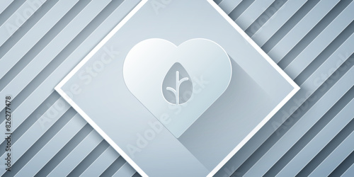 Paper cut Vegan food diet icon isolated Paper cut background. Organic, bio, eco symbol. Vegan, no meat, lactose free, healthy, fresh and nonviolent food. Paper art style. Vector