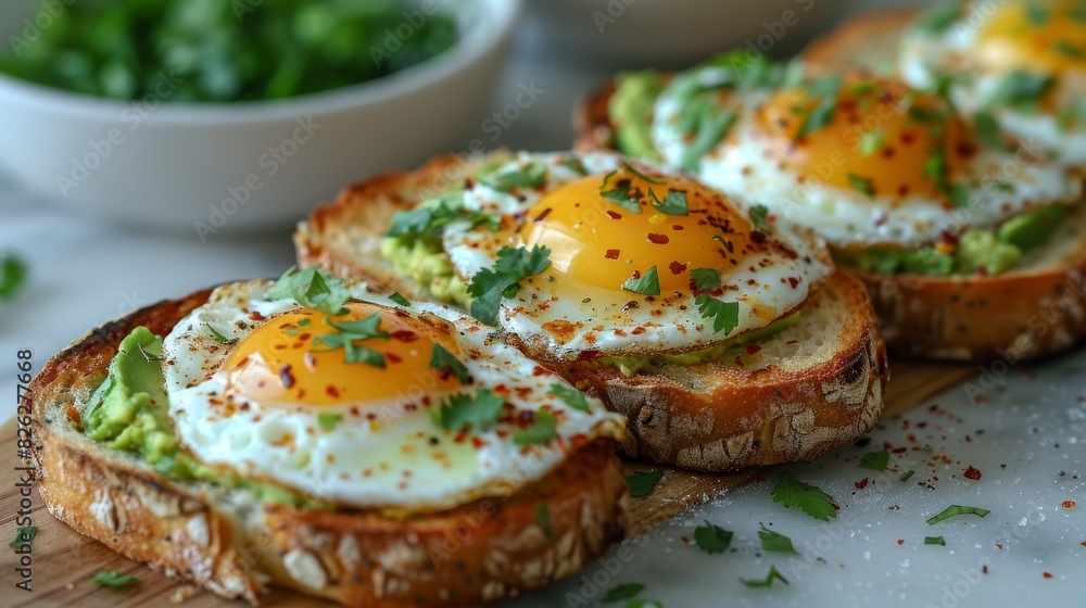 Fried eggs with yolk accompanied by cooked bread with delicious butter sweet. Fried eggs with yolk accompanied by cooked bread with delicious butter sweet.