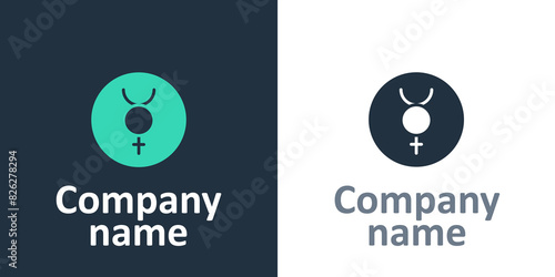 Logotype Ancient astrological symbol of Mercury icon isolated on white background. Astrology planet. Zodiac and astrology sign. Logo design template element. Vector