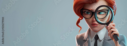 Sleuthing secretary  animated detective with magnifying glass