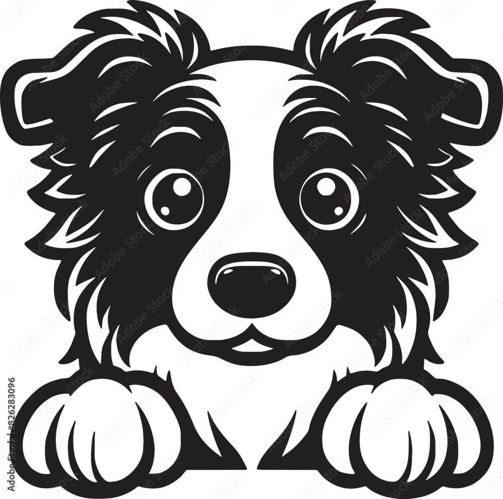 Border Collie Dog Peeking Vector Illustration