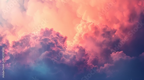 Panoramic view of beautiful fluffy clouds in tranquil sky, perfect for landscape photography