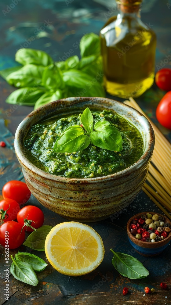 spaghetti pesto, healthy food, home cooking, green stew, healthy food, simplistic art on white background spaghetti pesto, healthy food, home cooking, green stew, healthy food, simplistic art on white background
