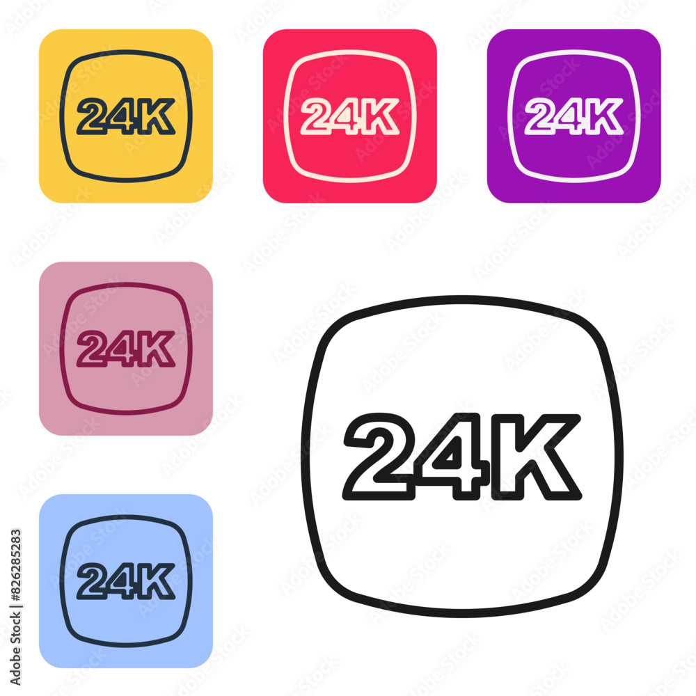 Black line Gold bars 24k icon isolated on white background. Banking business concept. Set icons in color square buttons. Vector Black line Gold bars 24k icon isolated on white background. Banking business concept. Set icons in color square buttons. Vector